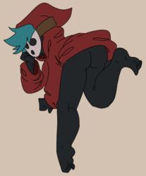 ass ass_focus bananalizard big_ass black_skin blue_hair bottomless bottomless_skirt bubble_butt butt_crack dark_skin drawpile feet female female_only hoodie large_ass mario_(series) mask nintendo shy_gal thick_thighs thighs upskirt wide_hips