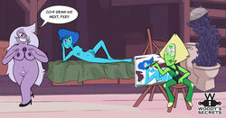 amethyst_(steven_universe) barn big_breasts blonde_hair blue_hair blue_skin breasts dildos fingering goggles green_skin high_heels lapis_lazuli_(steven_universe) naked_footwear naked_heels nude nude_female painting peridot_(steven_universe) posing pubic_hair purple_hair purple_skin pussy seductive shaved_pussy steven_universe toilet voyeur woodyssecrets