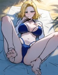 ai_assisted ai_generated android android_18 beach beach_background bikini dragon_ball dragon_ball_super dragon_ball_z lewd nay_juno sexy sexy_pose sketch