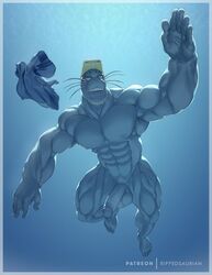 abs armpit_hair balls beard big_penis biped blush body_hair boner clothing erection eyewear facial_hair genitals goggles goggles_on_head half-erect hi_res humanoid_genitalia humanoid_penis male male_only mammal marine muscular muscular_male my_hero_academia nipples nude pecs penis pinniped retracted_foreskin ripped-saurian sea seal selkie_(my_hero_academia) solo solo_male swimming swimming_trunks swimwear thick_thighs uncut underwater underwear water whiskers