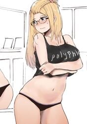 big_breasts blue_eyes cute glasses inne_sulistya_robin norman_maggot original shy yellow_hair