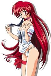 00s 1girls akira_(viper) bare_arms bow breasts choker cleavage clothing eyebrows_visible_through_hair female female_only heart heart_cutout kimura_takahiro large_breasts legwear long_hair looking_at_viewer matching_hair/eyes official_art panties pubic_cutout red_eyes red_hair ribbon ribbon_choker shadow simple_background smile sogna solo strap_slip thick_thighs thigh_ribbon thigh_strap thighs underwear undressing very_long_hair viper_(series) viper_gtb white_background white_clothing white_panties