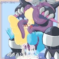 1:1 aggron big_penis bodily_fluids cum dragapult duo excessive_cum extreme_french_kiss feral french_kissing genital_fluids genitals huge_cock hyper hyper_genitalia hyper_penis hyper_tongue kissing long_tongue male male/male multi_tongue nintendo penis pokémon_(species) pokemon pokemon_(species) sevi_blaze tongue video_games