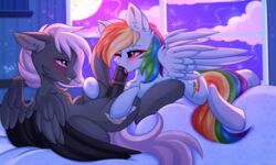 2020 5:3 absurd_res animal_genitalia animal_penis blush cloud cutie_mark digital_media_(artwork) duo equid equine equine_penis fan_character fellatio female feral feral_on_feral friendship_is_magic furry genitals hasbro hi_res male mammal medial_ring my_little_pony one_eye_closed oral pegasus penile penis pesty_skillengton rainbow_dash_(mlp) raised_inner_eyebrows sex wings