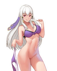 1girls abs albino dakkalot female female_only fire_emblem fire_emblem:_three_houses ice_cream large_breasts lysithea_von_ordelia nude panties red_eyes underwear white_hair