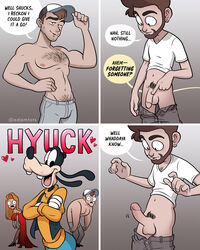 1girls 3boys adam_ellis adamtots artist_name background_characters balls ballsack baseball_cap beard body_hair brown_hair circumcised comic disney ear_piercing earring erect_penis erection facial_hair female flaccid_penis funny gay goofy happy_trail human humanoid humor jeans male male_focus male_pubic_hair pants_down penis pubes scrotum shirtless smooth_penis smooth_skin testicles topless webcomic