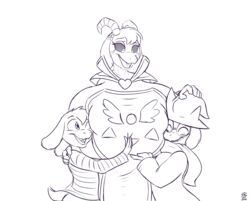 1girls 2019 2boys absurd_res age_difference alternate_breast_size anthro artist_logo asriel_dreemurr asriel_dreemurr_(god_form) badgerben big_breasts breast_squeeze brother brother_and_sister caprine caprine_humanoid closed_eyes clothed_female clothed_male deltarune dress eyebrows eyelashes female female_asriel floppy_ears goat goat_ears goat_horns goat_humanoid goat_tail hand_on_hat hand_on_head hands_on_breasts head_on_breasts height_difference hi_res huge_breasts hugging_breasts large_breasts long_ears long_horns looking_at_breasts looking_down looking_pleasured male monochrome one_eye_closed ralsei rule_63 scarf sister size_difference smile undertale watermark white_background white_fur wholesome