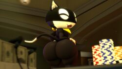 3d aidenz anthro ass_focus big_ass big_butt black_body black_fur bottom_heavy bubble_ass bubble_butt casino cat_ears cat_tail closed_eyes curvy curvy_figure feline femboy hand_on_hip happy laugh laughing male_only mask morgana_(persona) naked persona persona_5 presenting_ass scarf sfm shortstack showing_ass showing_off smiling solo_male source_filmmaker thick_thighs white_fur wide_hips