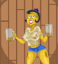 anthro big_breasts breasts cartoonfan402 margaret_squarepants milf mrs._squarepants sea_sponge see-through see-through_clothing see-through_top smooth_skin spongebob_squarepants wet_shirt wet_t-shirt