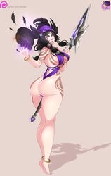 1girls ass big_ass big_breasts big_butt bubble_butt busty butt_crack female half-dressed half_dressed half_naked half_nude huge_ass huge_breasts huge_butt large_ass law-zilla legs one-piece_swimsuit seductive sexually_suggestive smite the_morrigan_(smite) thick_thighs