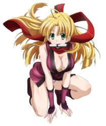 asia_argento blonde_hair green_eyes high_school_dxd kunoichi ninja_clothes scroll_in_mouth