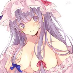 1girls breasts female hair_covering_breasts patchouli_knowledge purple_hair tagme touhou