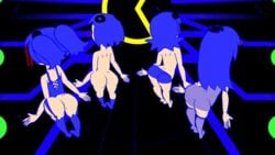 4girls animated anus ass blinky blinky_(pac-man) blue_hair blush bouncing_ass clothed clyde clyde_(pac-man) dancing dimples_of_venus dress embarrassed garter_belt inky inky_(pac-man) lingerie loop minus8 multiple_girls pac-man pac-man_(series) pac-man_ghost_dance_(minus8) pinky pinky_(pac-man) rule_63 see-through shorts socks thighhighs underwear