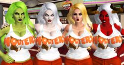 3d big_breasts big_butt breasts chaos_comics demon_girl green-skinned_female green_skin hooters hooters_uniform hope horns huge_ass huge_breasts lady_death lady_demon lady_mortem red-skinned_female red_skin