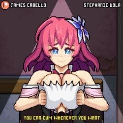 1girls 2d 2d_animation animated clothing female gif glans james_cabello looking_at_viewer no_game_no_life paizuri pixel_animation pixel_art stephanie_dora