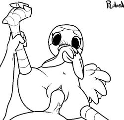 animal_crossing anthro avian beak bird blush crane_(bird) duo feathers female female_focus female_penetrated genitals gladys_(animal_crossing) gruiform grus_(genus) human humanoid_genitalia humanoid_penis leg_grab male male/female male_penetrating male_penetrating_female mammal monochrome nintendo penetration penis pussy raised_leg red-crowned_crane robedart sex solo_focus tail_feathers vaginal_penetration vaginal_penetration video_games