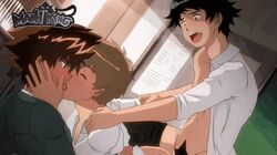 3boys anal_sex animated asian asian_male black_hair brown_hair daigo_nishijima digimon digimon_adventure_tri. doggy_style gay human kissing male_only maoh_king multiple_boys open_mouth partially_clothed penis pubic_hair taichi_yagami takeru_takaishi yaoi