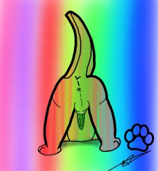 anthro anus ass ass_up balls genitals jonytheyiff male male/male mammal mustelid otter otter_penis penis rainbow raised_tail shaded shadow signed solo spread_legs spreading tail tapering_penis watermark