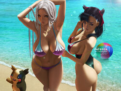 bikini human lolliedrop looking_at_viewer marnie_(pokemon) melony_(pokemon) morpeko nintendo pokemon pokemon_ss