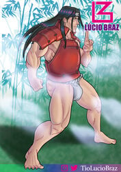 1boy armor bara barefoot black_eyes black_hair bulge clothing feet forehead_protector forest hashirama headband legs long_hair luciobraz male male_only mature mature_male muscles muscular muscular_male naruto naruto_(series) naruto_shippuden outdoors outside panties pose posing senju_hashirama solo solo_focus solo_male standing thick_thighs thighs toes white_panties