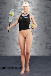 1girls 3d blonde_hair britebomberrp cap feet female female_only fortnite german_flag half-dressed half_nude pussy rio_(fortnite) shirt tagme tennis tennis_ball tennis_racket tennis_uniform vagina volley_girl