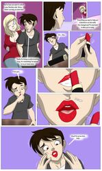 1boy 1girls cleavage comic gender_transformation red_lipstick rule_63 tfsubmissions transformation