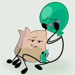 balloony_(bfdi) barf_bag_(bfdi) battle_for_dream_island biting_lip biting_own_lip blush cum cum_on_hand cumming handjob object_shows penis sex tagme tentacle_penis