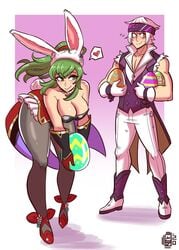 1boy 1girls bunny_girl bunnysuit deepbeef easter easter_egg female fire_emblem fire_emblem_awakening green_hair male ponytail robin_(fire_emblem) robin_(fire_emblem)_(male) scruffyturtles spring tiki_(adult)_(fire_emblem) tiki_(fire_emblem) white_hair wholesome