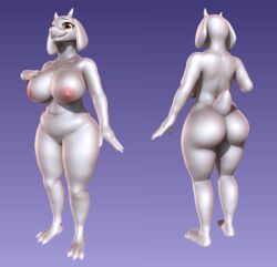 3d 3d_(artwork) anthro ass big_breasts big_butt boss_monster bovid breasts caprine curvy_figure delbi3d digital_media_(artwork) female hi_res horns looking_at_viewer mammal solo standing thick_thighs toriel undertale video_games voluptuous white_body wide_hips