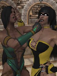 3d 3d_(artwork) bare_shoulders belly breasts choker female female/female female_only female_pred jade_(mk9) jade_(mortal_kombat) kitana kitana_(mk9) leotard mileena mileena_(mk9) mortal_kombat mortal_kombat_(2011) mortal_kombat_x strapless tanya_(mortal_kombat) vore yuri