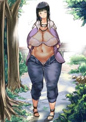 big_breasts breasts_bigger_than_head female female_only hyuuga_hinata long_hair naruto naruto_shippuden saint_(artist) sandals solo solo_female solo_focus thick_thighs