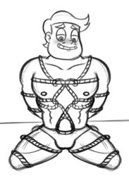 1boy 1male blush bondage bulge burlydan erection facial_hair male male_only muscles penis rafael_diaz sketch smile solo solo_male star_vs_the_forces_of_evil sweat sweaty