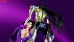 2girls 3d ass breasts clothed dominated female female_face_near_ass female_only fully_clothed hand_on_head headgrab juri_han robot_girl seth_(sfv) seth_(street_fighter) street_fighter street_fighter_v ynoz