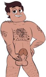 1boy 1male big_penis body_hair brown_eyes brown_hair burlydan dilf facial_hair father gay grabbing_penis looking_at_viewer male male_only masturbation muscular muscular_male nipples penis proud_of_his_cock rafael_diaz smile star_vs_the_forces_of_evil white_background