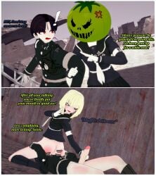 1boy 1girls 3d cunnilingus english_dialogue english_text facesitting femdom handjob handjob_while_facesitting handjob_with_gloves koikatsu maruko_gaku oosuzuki_kurara oosuzuki_kurara_(unmasked) oral oral_sex pyroafternite straight straight_sex the_hundred_line_-last_defense_academy- too_kyo_games