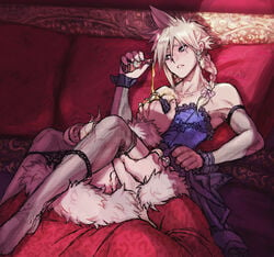 2boys blonde_hair blue_eyes braid clothed clothing cloud_strife cloudcloudcloud crossdressing don_corneo dress drugged drugs femboy final_fantasy final_fantasy_vii gay implied_fellatio implied_oral male male/male male_only rape thighhighs thunder_head ugly_man yaoi