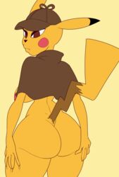 ass big_ass detective_pikachu detective_pikachu_(series) female medium_breasts nintendo pikachu pokémon_(species) pokemon rule_63 solo solo_female viewed_from_behind yelftea