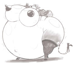 air_pump anthro baroness_(blackfox85) belly big_belly big_breasts blackfox85 bovid breasts caprine clothing duo female female/female footwear goat high_heels horn hose_bulge hose_in_mouth hose_inflation huge_breasts hyper hyper_belly inflation legwear mammal monochrome navel nipples outie_navel shadow shoes sketch spherical_inflation standing stockings tail_inflation unknown_character unknown_species wide_hips wide_thighs yuri