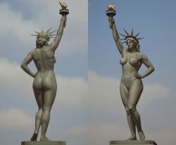 1girls ai ai_art ai_assisted ai_generated armpit ass crown exhibitionism feet female female_focus female_only fireworks fourth_of_july lady_liberty naked nipples nude pose sky solo standing statue statue_of_liberty united_states_of_america