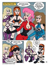 4girls biting_lip blindfold blonde_hair bondage breasts brown_hair comic corset dialogue dominatrix english_text female female_only femdom femsub fetish_wear freckles gag ginger_hair ginny_weasley harness harry_potter hermione_granger hogwarts kinky_curses kneeling latex lezdom luna_lovegood mouth_open multiple_girls multiple_subs nymphadora_tonks open_mouth open_mouth_gag orange_hair pink_hair red_hair ring_gag room_of_requirement school schoolgirl sitting speech_bubble tagme text witch yes_i_did yuri