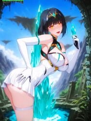 1girls ai_assisted ai_generated alter_ego animated anime_style ass ass_focus ass_grab bending_forward bending_over bent_over big_ass black_hair blush breasts clouds core_crystal core_crystal_(xenoblade) crystal day eyebrows_visible_through_hair eyeshadow fair-skinned_female female flashing_ass gloves glowing_eyes grabbing_own_ass hand_on_ass high_quality high_resolution highres island jewelry jiggling_ass jiggling_breasts light-skinned_female logo longer_than_30_seconds looking_at_viewer looking_back looking_back_at_viewer mature_female mature_woman mayethikayian_(species)_(the_legendary_tauran'creima) music mythra_(cosplay) naughty_face naughty_smile nintendo no_voice_acting orange_eyes original original_character outside pale-skinned_female panties purple_light pussy ruins sacredcourage seductive seductive_eyes seductive_look seductive_pose seductive_smile self_upload serenadia_addelbeen_(the_legendary_tauran'creima) serenity_addlebeen_(the_legendary_tauran'creima) shadowrealmarts shaking_ass short_hair shorter_than_one_minute smiling_at_viewer smug smug_expression smug_eyes smug_face smug_grin solo_female speaking_to_viewer stable_diffusion standing super_smash_bros._ultimate talking_to_viewer the_legendary_tauran'creima thigh_strap tiara twerking underwear video voluptuous_female xenoblade_chronicles_2
