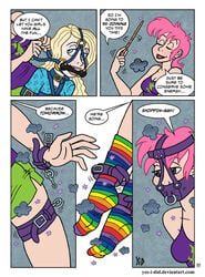 ankle_cuffs bit_gag blonde_hair bondage comic cuffs dominatrix english_text female female_only femdom femsub gag harness_gag harry_potter hogwarts kinky_curses lezdom luna_lovegood magic magic_wand multiple_subs nightwear nymphadora_tonks pajama_party pink_hair room_of_requirement school schoolgirl self_bondage sleepover slumber_party speech_bubble tagme talking text thigh_cuffs wand witch wrist_cuffs yes_i_did yuri