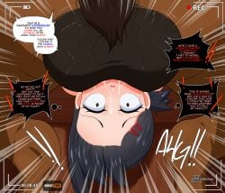 absurd_res balls big_ass big_balls black_hair camera_view chainsaw_man deep_throat duo english_text equid equine fake_face fake_face_(artist) female feral forced genitals hair hi_res higashiyama_kobeni horse huge_balls human light_body light_skin male male/female male_on_human mammal on_back oral oral_penetration penetration rape recording sex text zoophilia