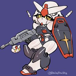 1girls daisydaid2 gundam mecha mecha_focus mecha_girl mobile_suit mobile_suit_gundam rifle rx-78-1 shield