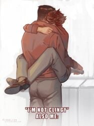 2boys 2d 2d_(artwork) arcane arcane_jayce arcane_viktor arms ass ass_focus black_hair blush booty_shorts brown_hair butt_focus carrying_another carrying_partner carrying_position clingy clothed clothed_male clothing cuddling cute daddy_and_twink dark-skinned_male dark_skin digital_media_(artwork) fully_clothed funny gay gay_male gay_sex hands happy holding_partner hugging humor im_this_clingy_(meme) in_love jayce jayce_talis jayvik kitchen latino latino_male league_of_legends legs legs_together light-skinned_male light_skin loving_couple loving_gaze loving_it male male/male male_focus male_only masculine_gay masculine_male meme muscular muscular_male needy no_penetration no_sex pale-skinned_male pale_skin romantic romantic_ambiance romantic_couple silly size_difference skinny_male skinny_waist sweet tan_skin thighs twink viktor_(league_of_legends) white_background yaoi