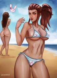 2d 2girls angry artist_name ass back beach big_ass big_breasts big_butt bikini blizzard_entertainment blue_sky breasts brigitte brown_hair busty butt cleavage clothing clouds curvy d.va eyelashes female female_only fully_clothed gvaelded headset highres huge_ass huge_breasts huge_butt large_ass large_breasts lips lipstick long_hair looking_at_viewer naked navel no_visible_genitalia nude ocean orange_eyes outdoors overwatch ponytail public public_nudity red_lipstick sea side-tie_bikini sidelocks sky standing stolen_bikini stolen_clothes stolen_swimsuit striped_bikini swimsuit tan tan_line tan_skin tanline tanlines teeth thick_thighs voluptuous wide_hips