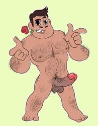 1boy 1male big_penis body_hair brown_eyes brown_hair dilf erection facial_hair father guille899 male male_only muscles muscular muscular_male nipples penis rafael_diaz rose_(flower) smile solo solo_male star_vs_the_forces_of_evil