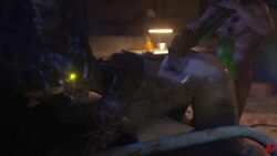 1boy 1girls 3d animated anthro athletic_female deathclaw fallout female_deathclaw from_behind holding_tail human human_penetrating jug3d light-skinned_male no_sound scalie tagme tail tail_grab video