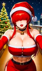 1girls abs ai_generated balcony beautiful billiemi02 busty_female christmas christmas_tree cityscape curvy fantasy female_focus fighting_game golden_star grabbing_viewer hair_covering_eyes hot imminent_kiss king_of_fighters large_breasts lipstick looking_at_viewer model muscular_female night off_shoulder pov red_hair_female red_ponytail red_skirt santa_girl seductive seductive_pose sexy shermie_(kof) smiling_at_viewer snk snk_heroines:_tag_team_frenzy snow solo_focus stable_diffusion video_game video_game_franchise voluptuous_body wood wooden_floor