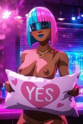 1girls ai_assisted ai_generated alice_(dispatch) ass ass_focus back_view bare_shoulders big_ass blue_hair blue_lipstick blue_thigh_boots bob_cut breasts cleavage curvaceous dark-skinned_female dark_skin dispatch_(game) elbow_gloves eyewear female female_focus gloves hand_on_ass high_heel_boots laying_down legs_together lipstick multicolored_hair pink_hair presenting prism_(dispatch) solo_focus thick_thighs thigh_boots thighs tinted_eyewear two-tone_hair video_game_character visor visor_glasses wet wet_skin